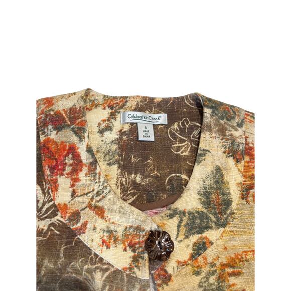 Coldwater Creek Woven Botanical Print 3/4 Sleeve Swing Jacket Women's Size S - Picture 5 of 7